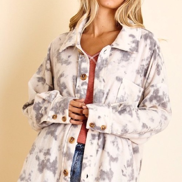 🌪HAZY PRINT BRUSHED KNIT BUTTON DOWN - Picture 3 of 5